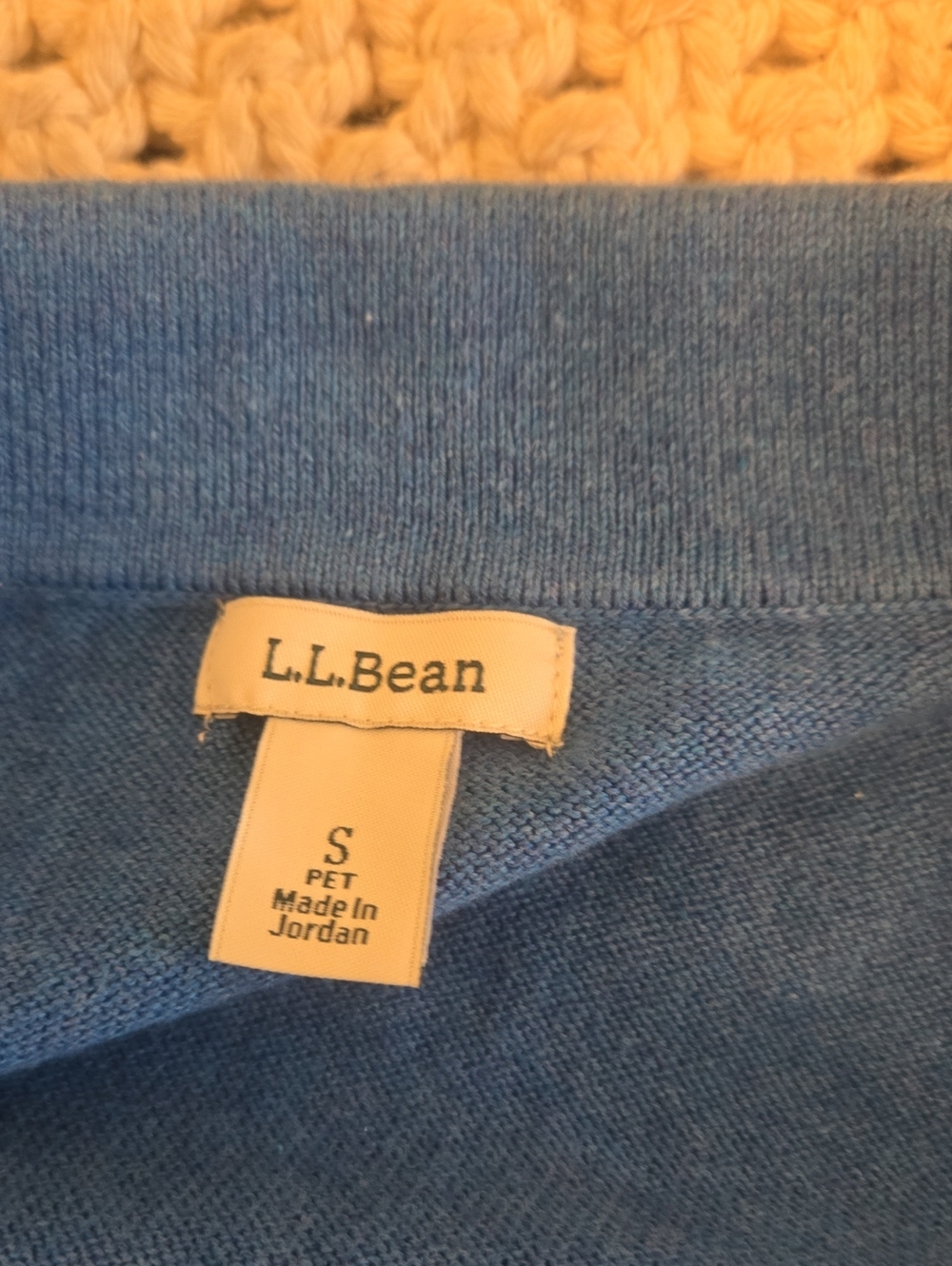 L.L. Bean Blue Cashmere Cotton Knit Sweater with Collar - Picture 6 of 7